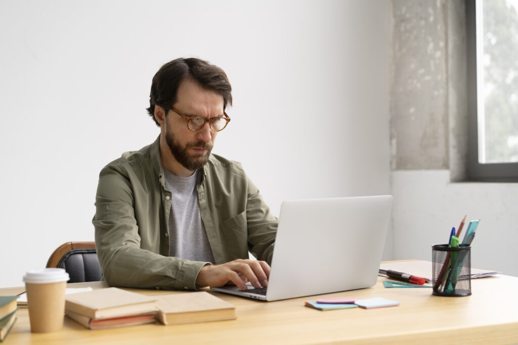 Medium shot man dealing with imposter syndrome