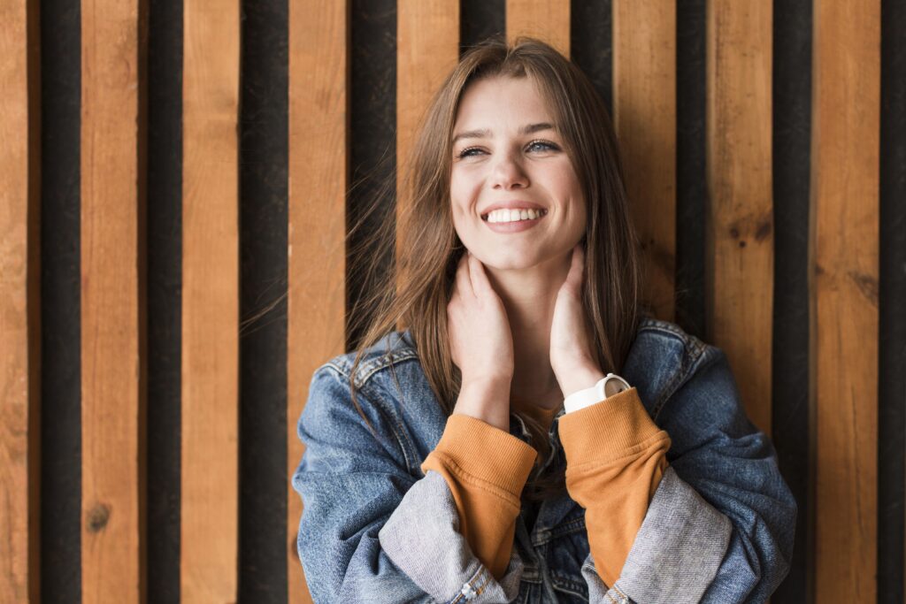 Portrait young smiley woman